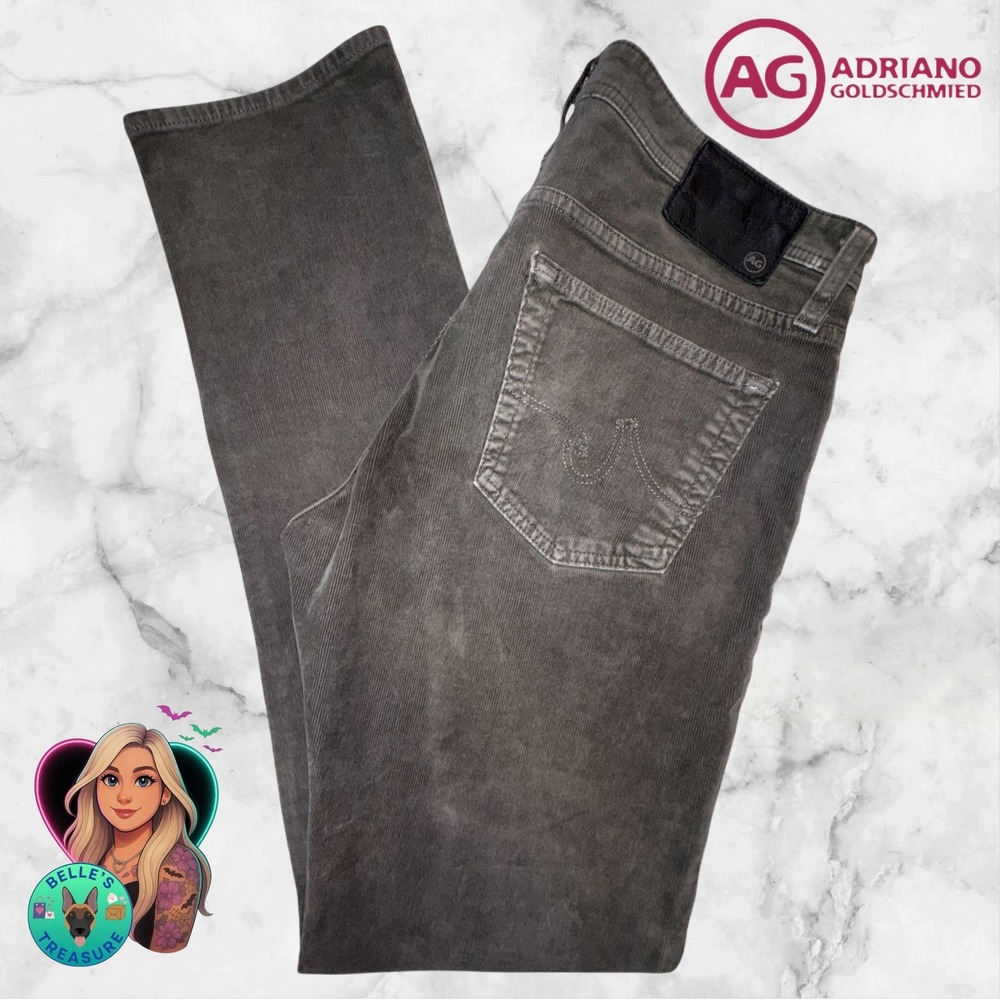 AG Adriano Goldschmied Tellis Modern Slim Corduroy Pants Men's 33x34 OD Green